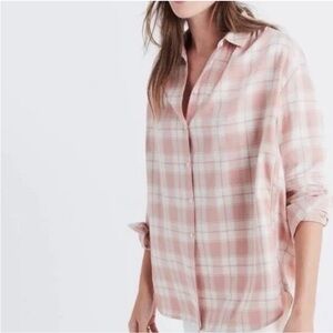 Madewell Pink Plaid Button-Up Shirt